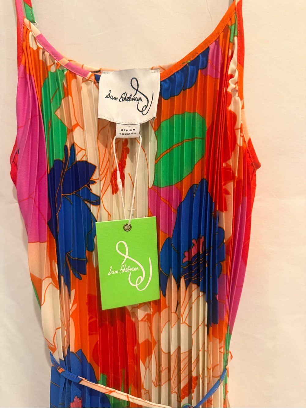 Sam Edelman Bright Multicolor Floral Pleated Maxi Dress